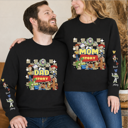 Custom Toy Character Sweatshirt With Family Names 