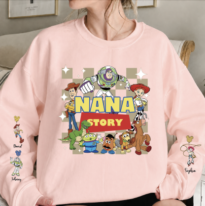 Custom Toy Character Sweatshirt With Family Names 