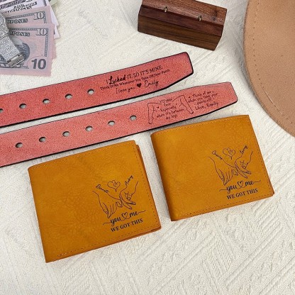 💕 "You & Me" Personalized Leather Duo: Matching Straps + Wallets
