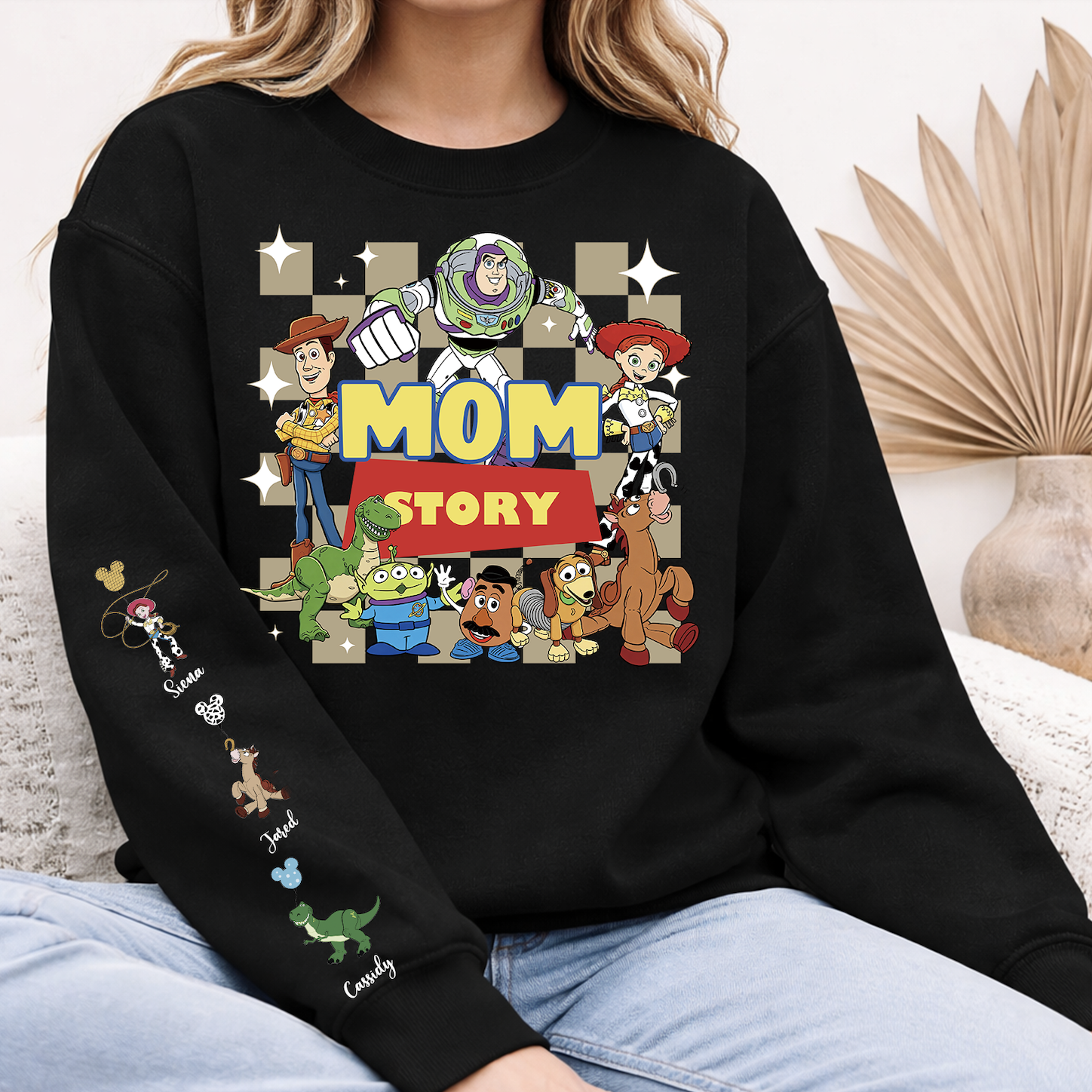 Custom Toy Character Sweatshirt With Family Names