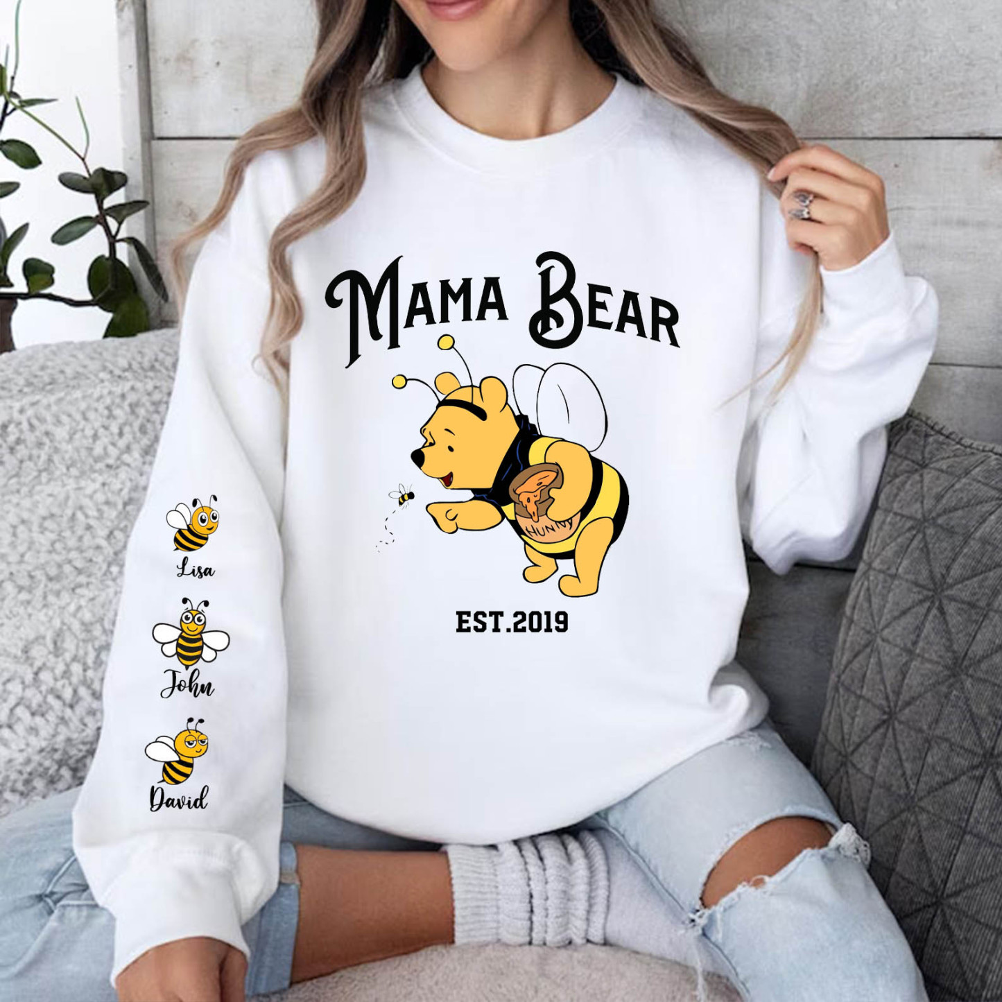 Custom Mama Bear Mommy to Bee Sweatshirt