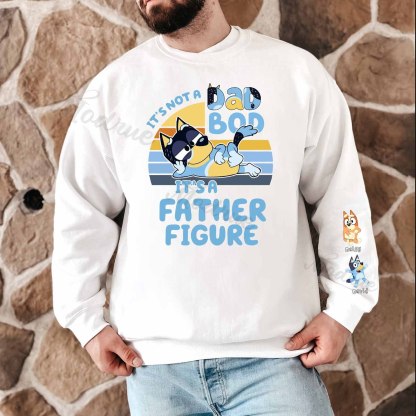Custom Father Figure Sweatshirt with Kid's Name on Sleeve