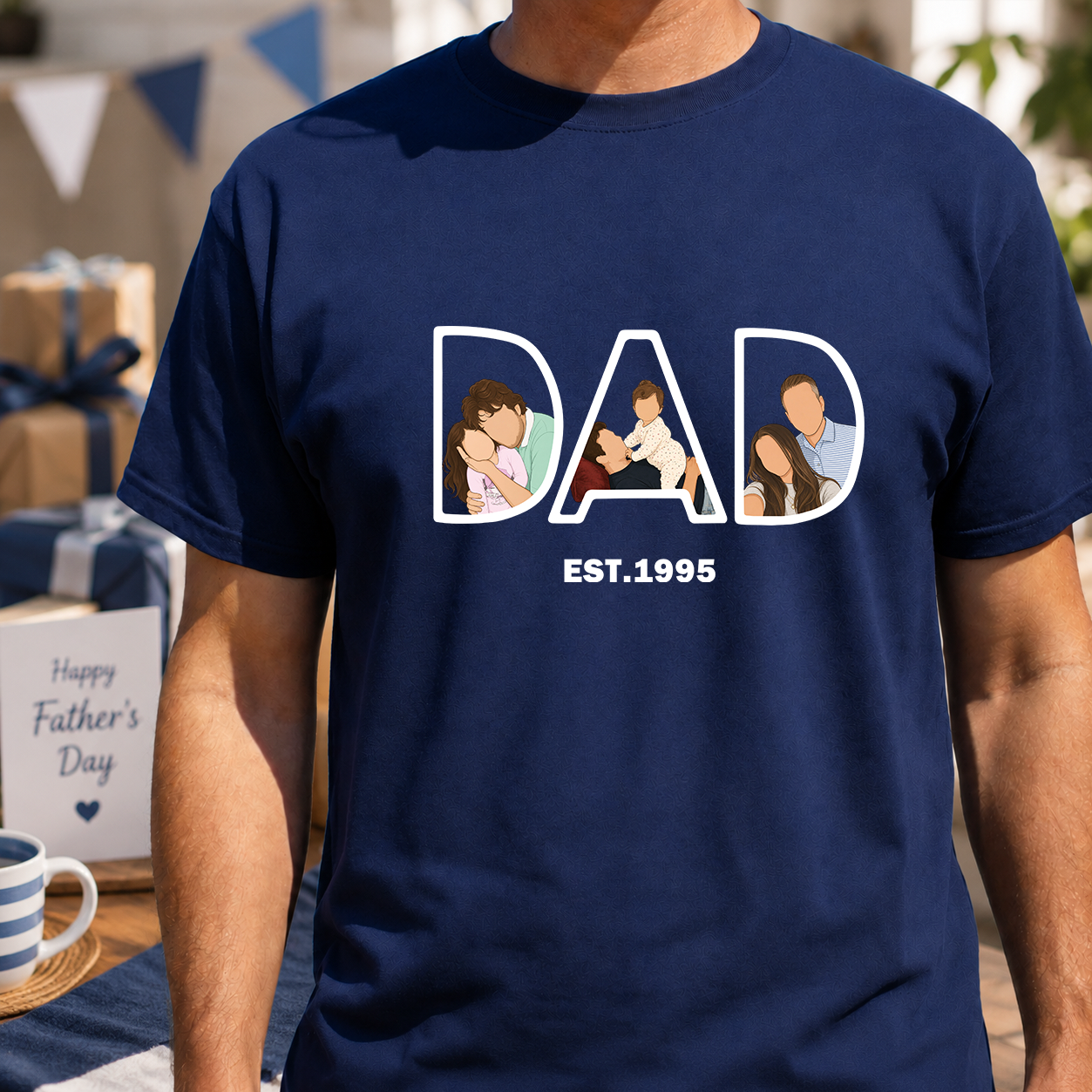 Custom DAD Photo Portrait Shirt