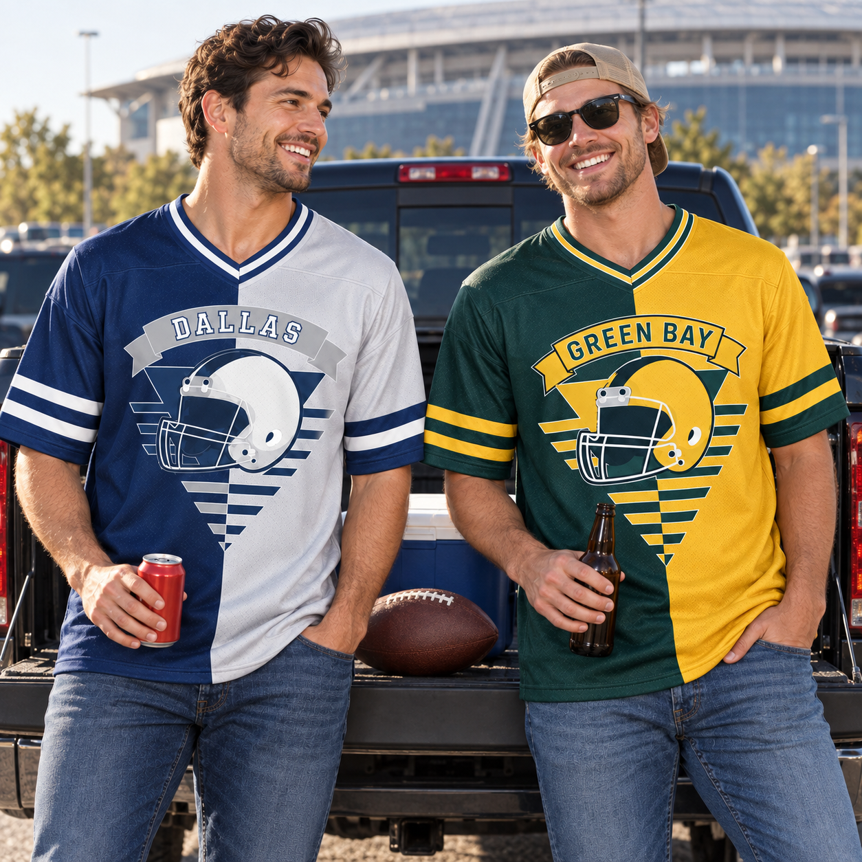 Football Team Print Split Fan Jersey