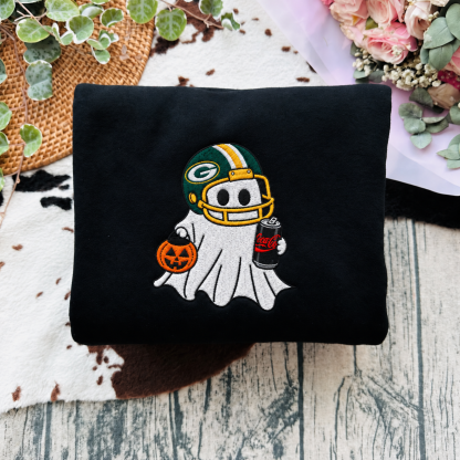 Custom Football Ghost Drinking Embroidered Sweatshirt