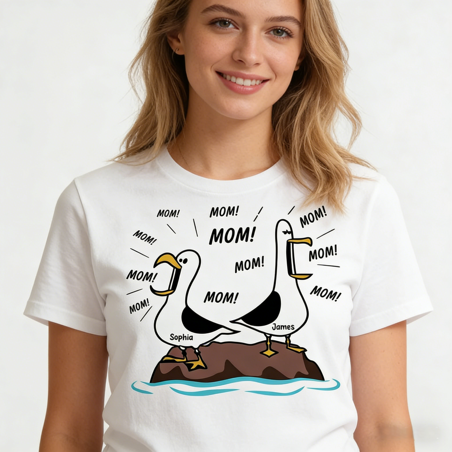 Seagull Mom Mom Mom - Personalized Shirt - Funny Mother's Day Gift For Mom