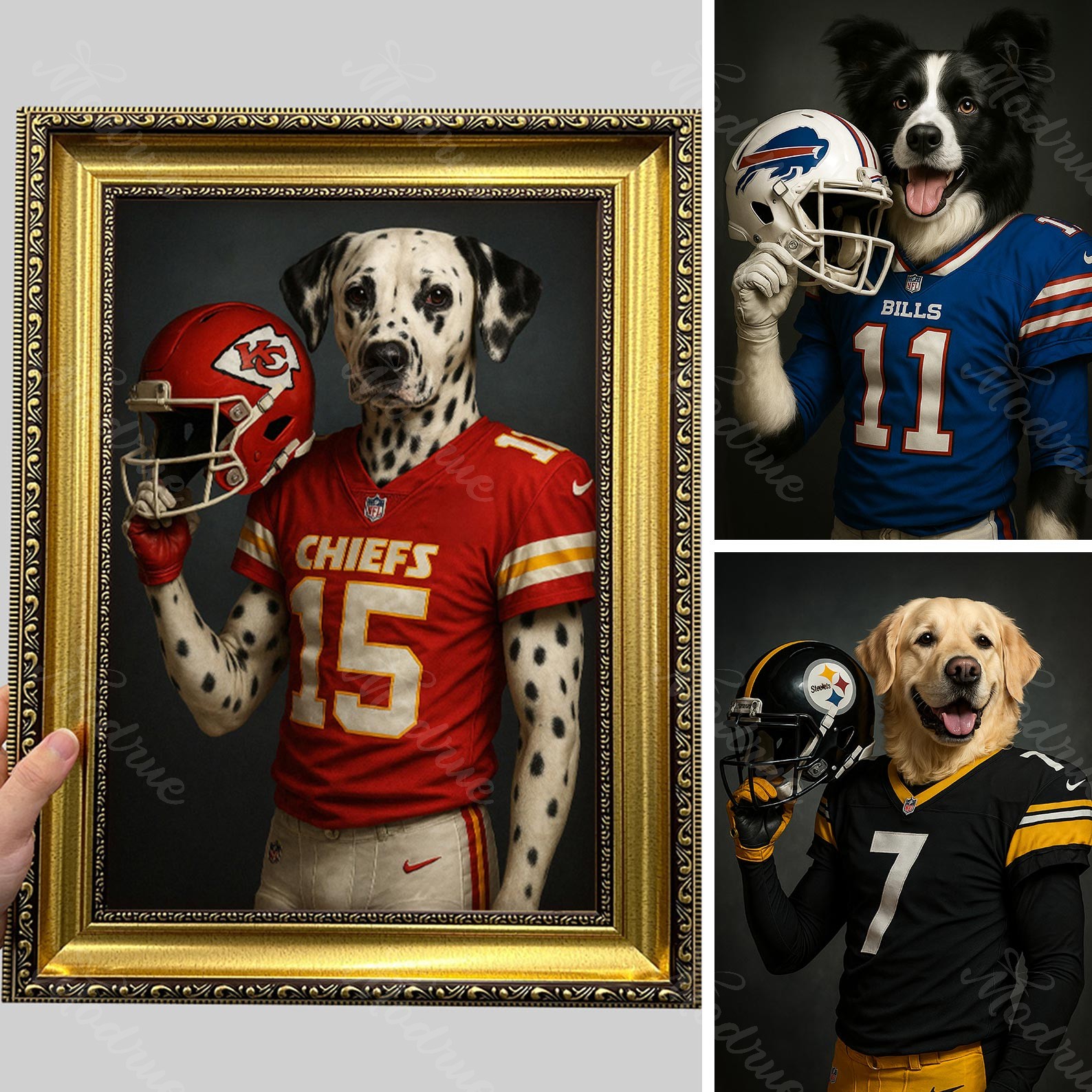 Custom American Football Pet NFL Canvas Portrait