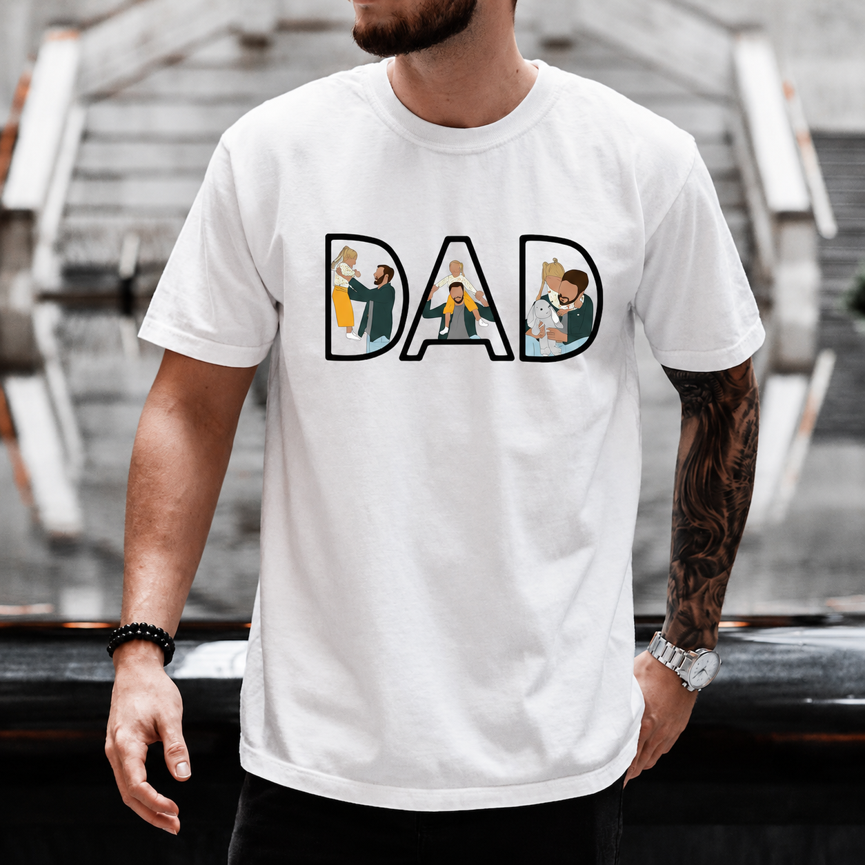 Custom DAD Photo Portrait Shirt