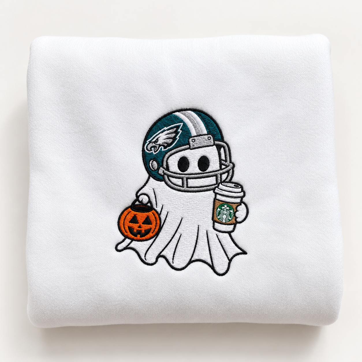 Custom Football Ghost Drinking Embroidered Sweatshirt