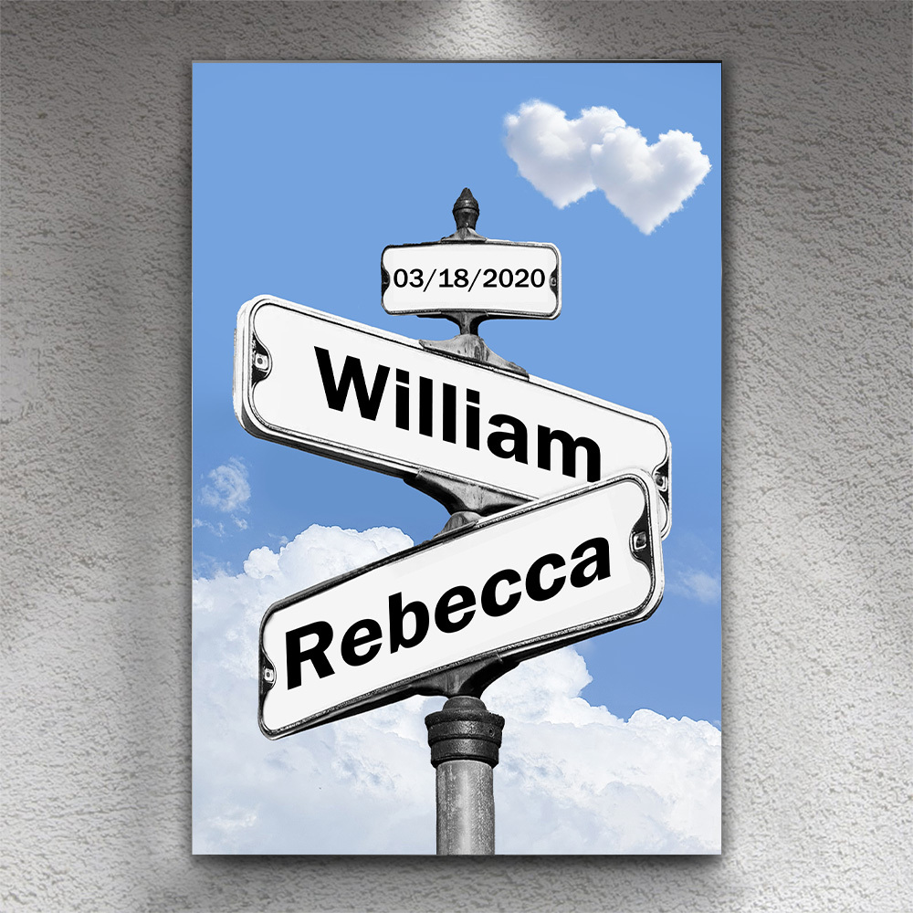 Personalized Love Canvas Street Sign Wall Art for Couples