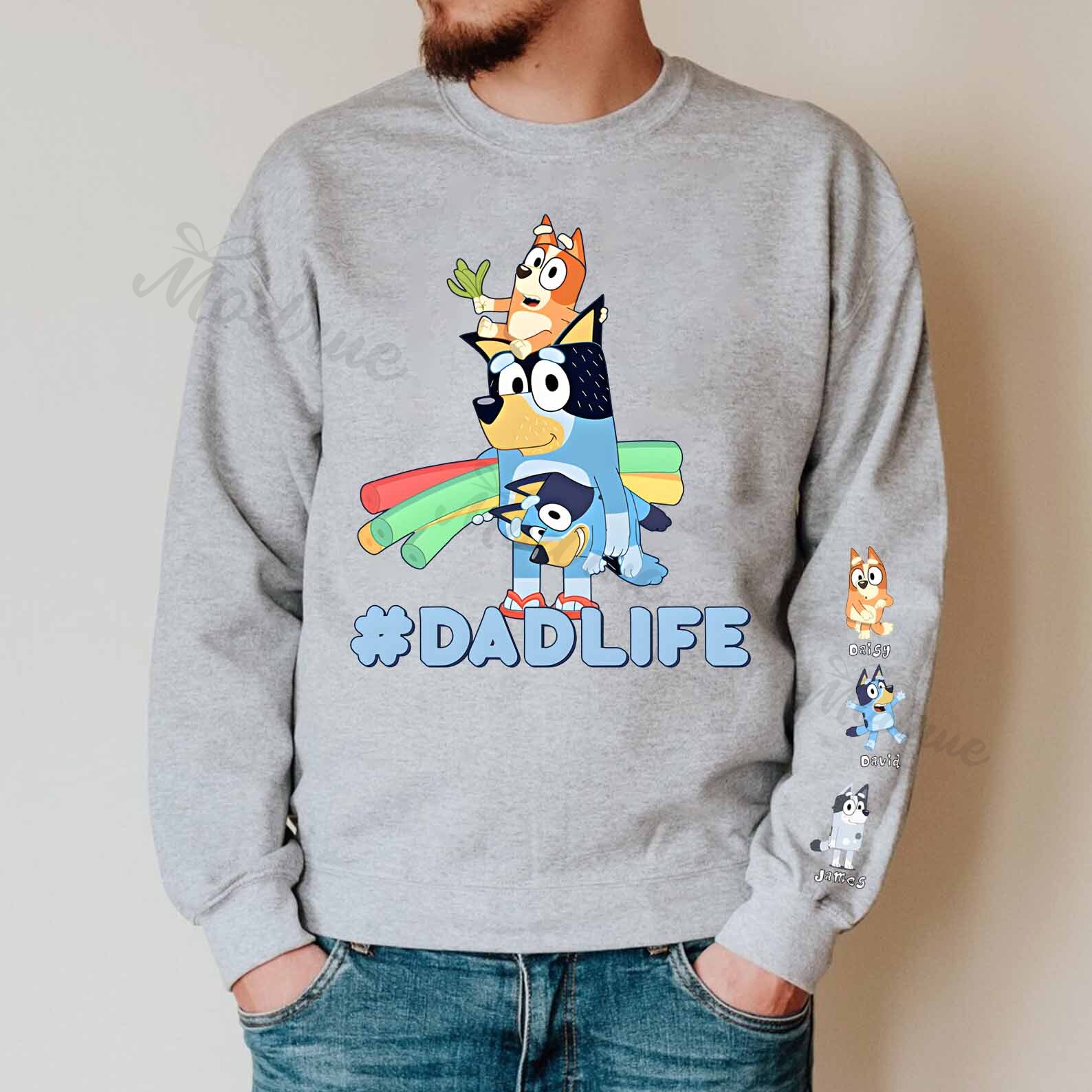 Custom Dadlife Sweatshirt with Kid's Name on Sleeve
