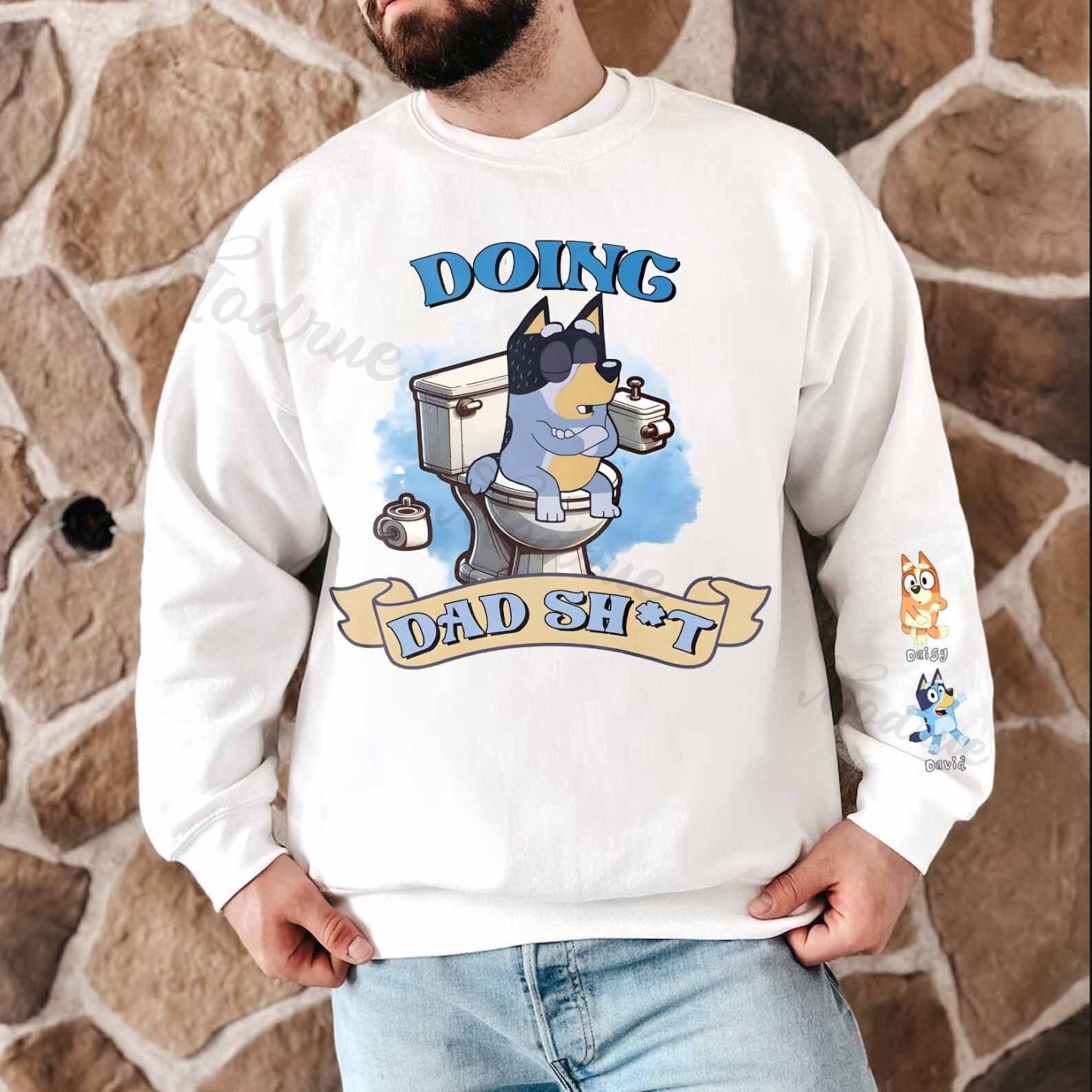 Custom Doing Dad Sh*t Sweatshirt with Kid's Name on Sleeve