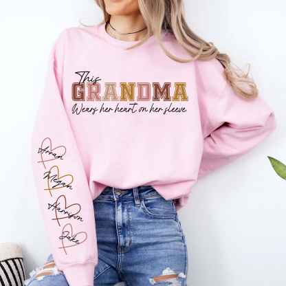 Custom Wear Heart On Sleeve Sweartshirt For Mom And Grandma
