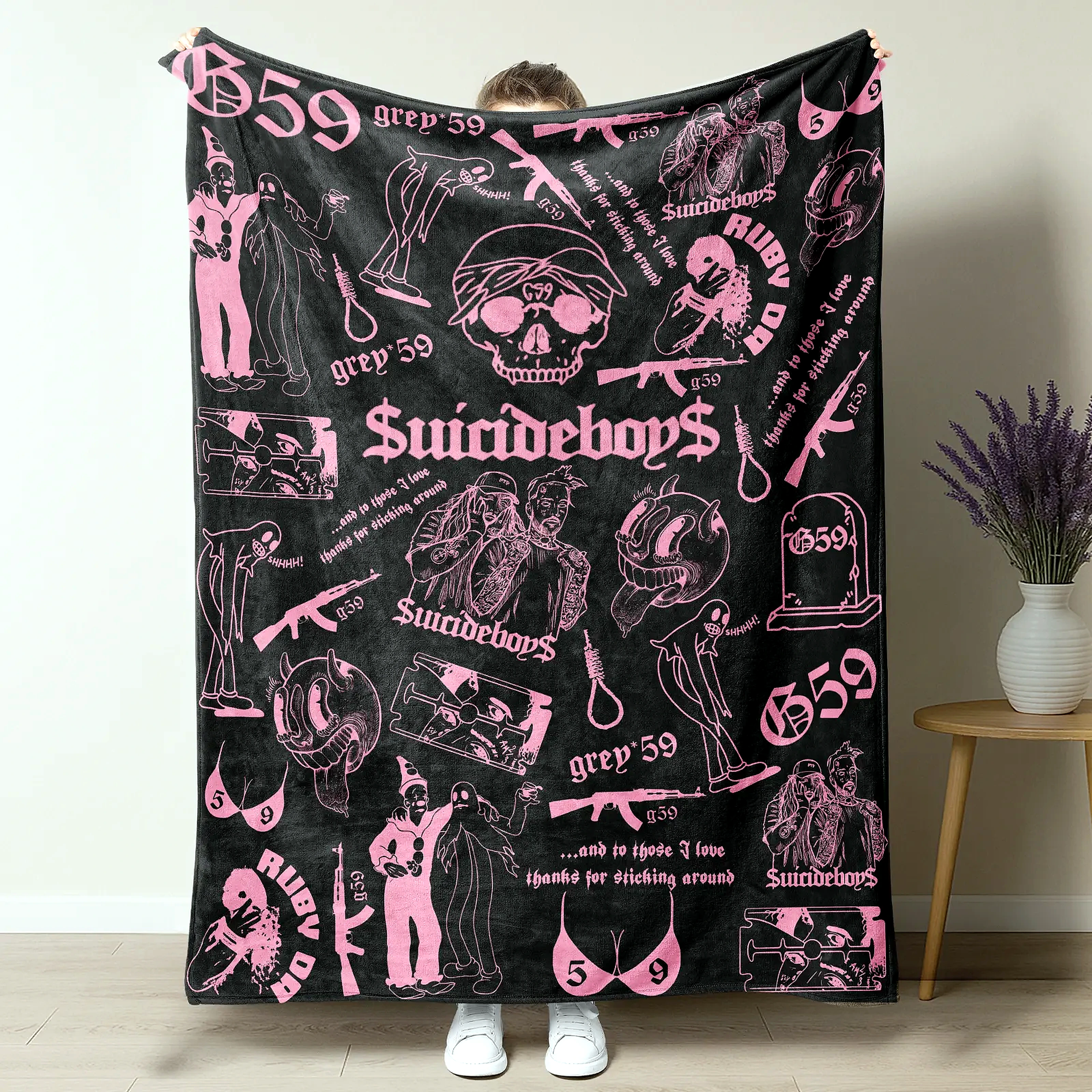 Spooky Halloween G59 Suicideboys Collage Blanket with Gothic Horror Skull