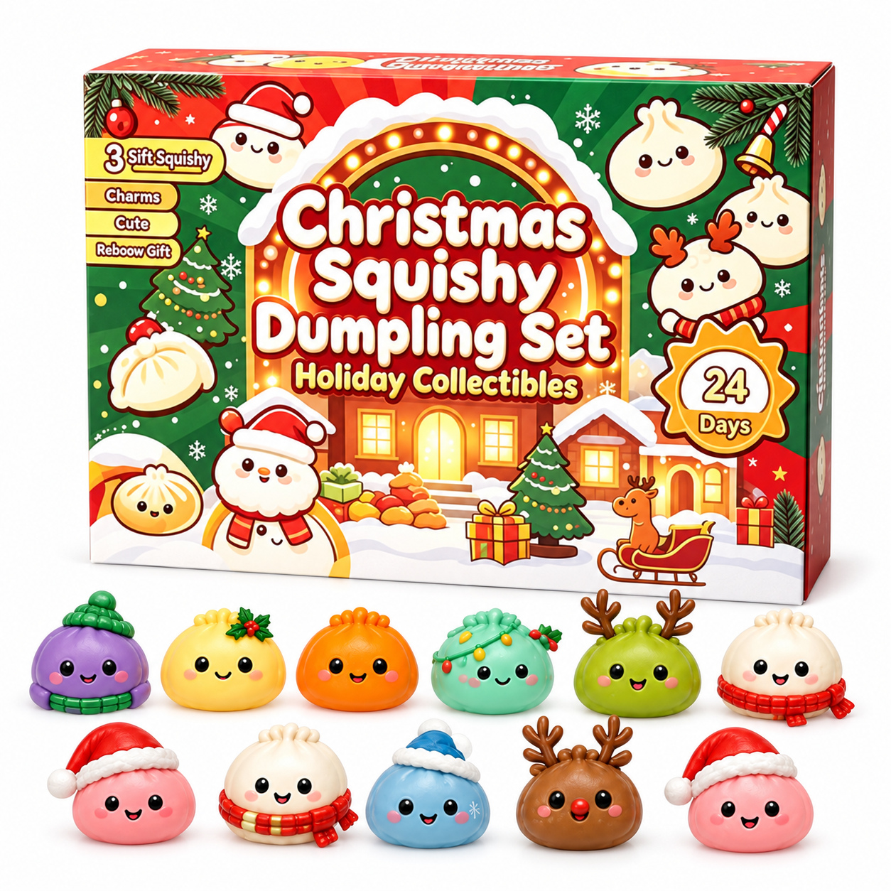 2026 Christmas Dumpling Squishy Advent Calendar - 24-Day Countdown
