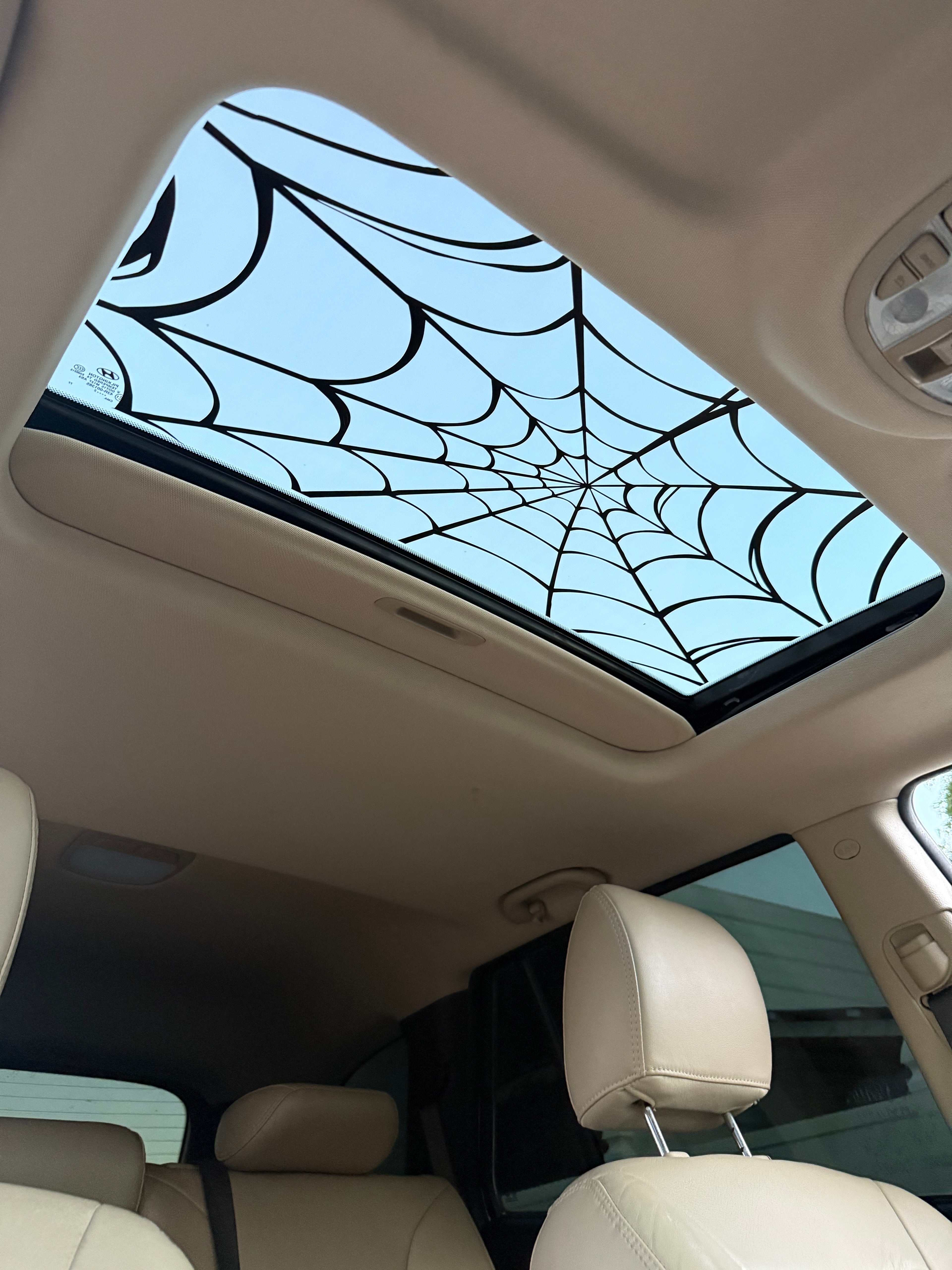 Spider-Web Sun Roof Car Decal - Black Web Graphic for Roof Glass