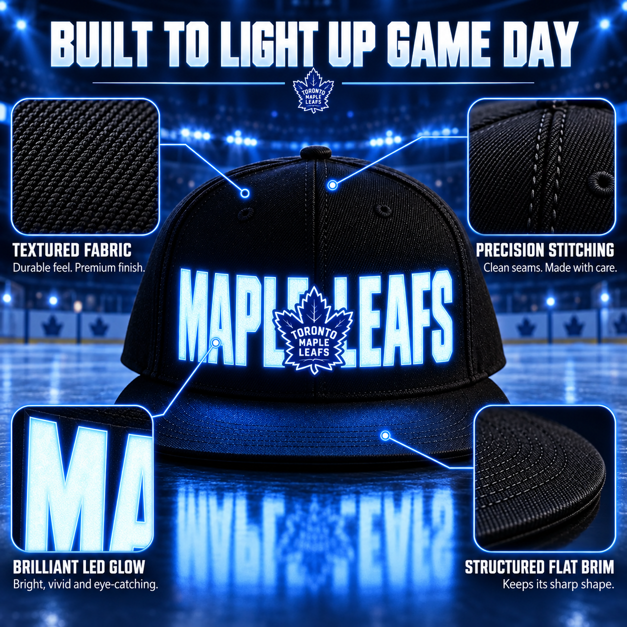 Hockey Team LED Light-Up Snapback Cap