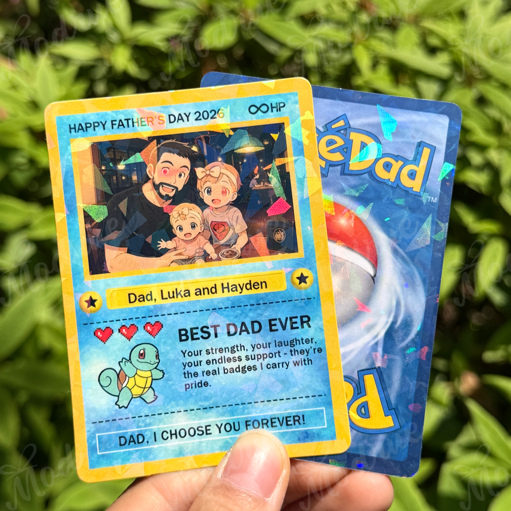 Custom Anime Photo "Best Dad Ever" Trading Card
