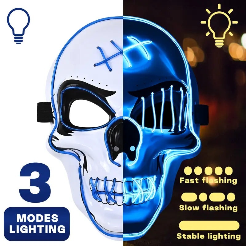 Spooky LED Glowing Skeleton Mask for Halloween Party