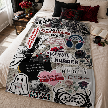 Dark Romance Gothic Brushed Flannel Throw Blanket