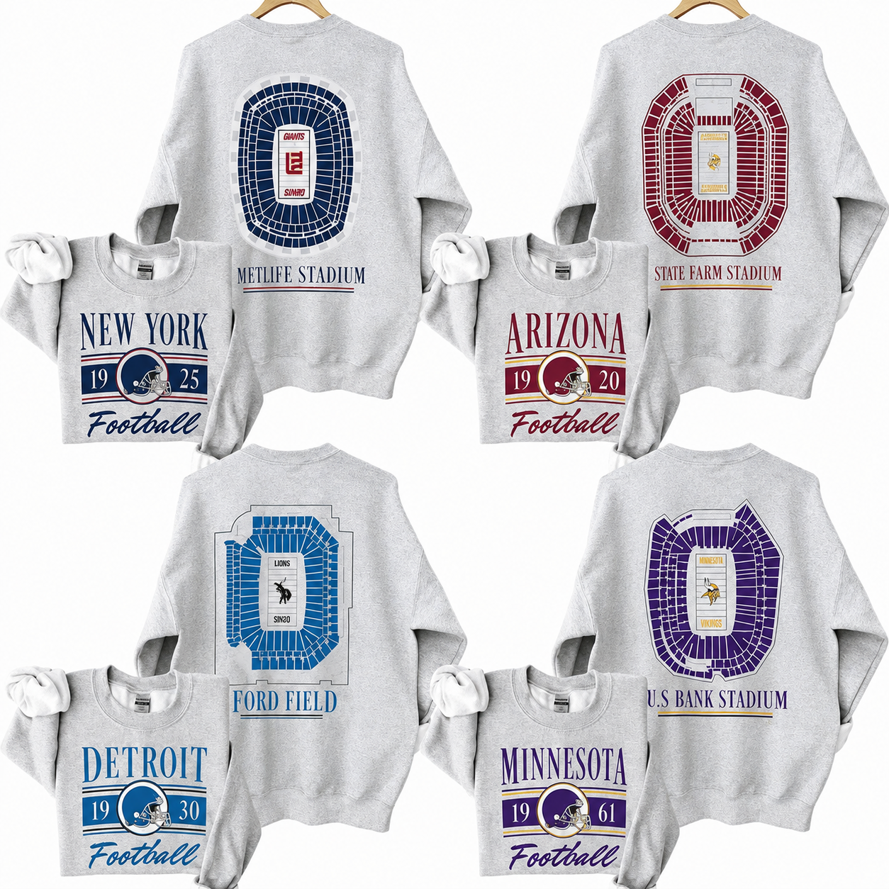 Vintage All Team Football 2 Sided Sweatshirt