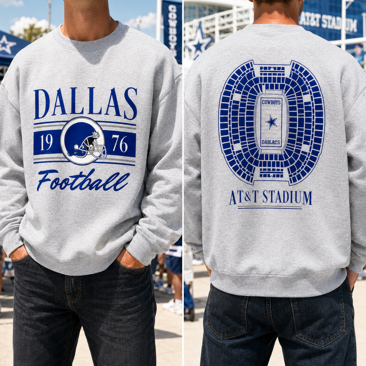 Vintage All Team Football 2 Sided Sweatshirt