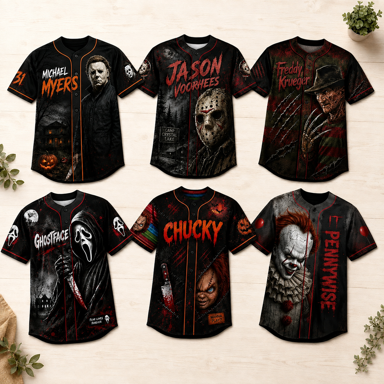 Halloween Horror Slasher Baseball Jersey