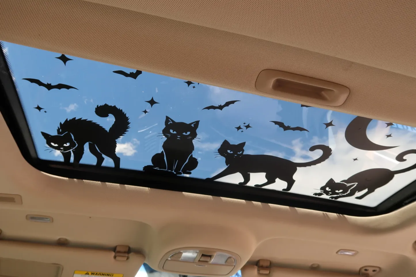 Black Cats Sunroof Car Decal with Moon, Bats & Stars