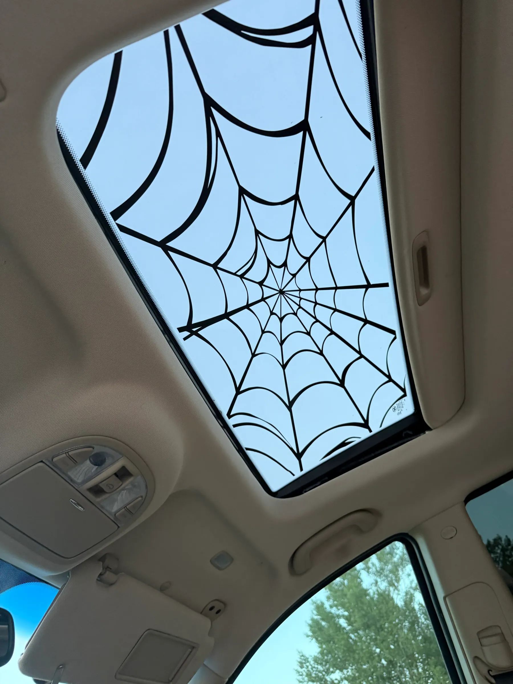 Spider-Web Sun Roof Car Decal - Black Web Graphic for Roof Glass