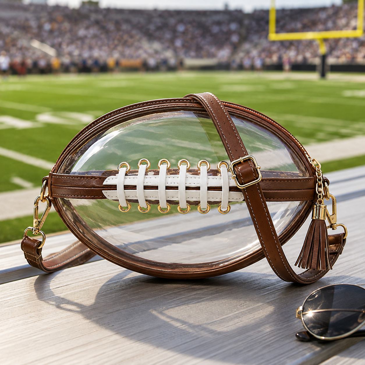 Football Shaped Clear Stadium Bag