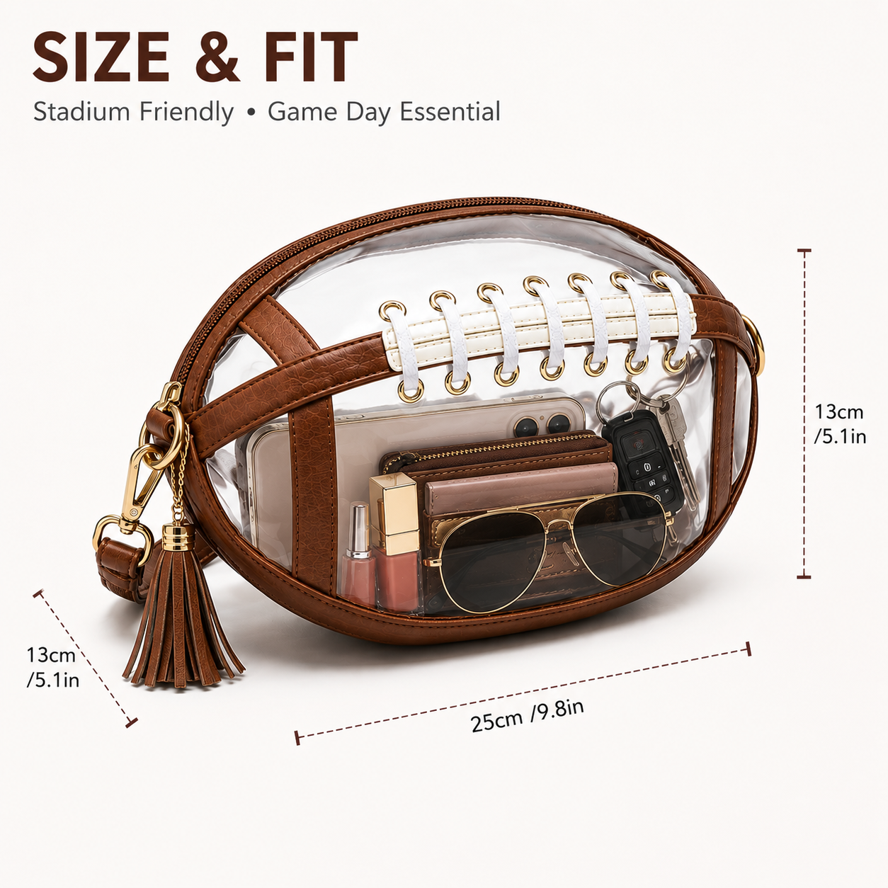 Football Shaped Clear Stadium Bag