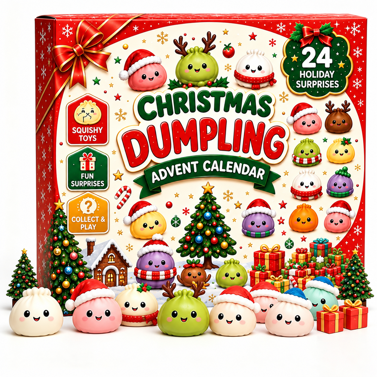 2026 Christmas Dumpling Squishy Advent Calendar - 24-Day Countdown