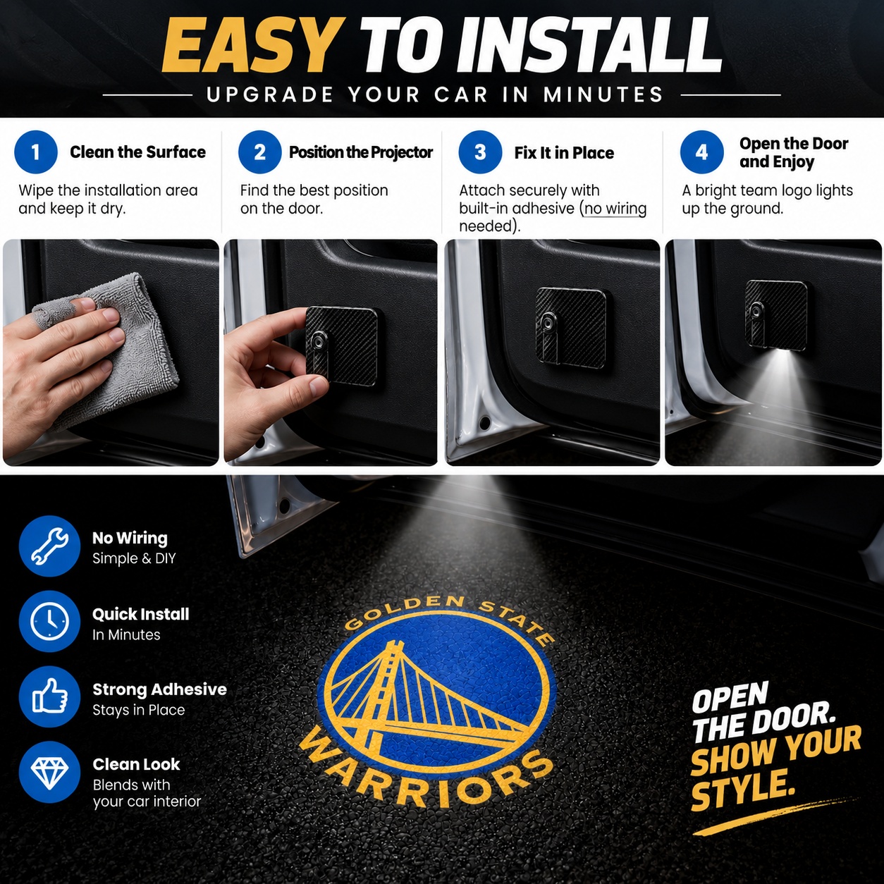 Basketball Fan Car Door Projector Light