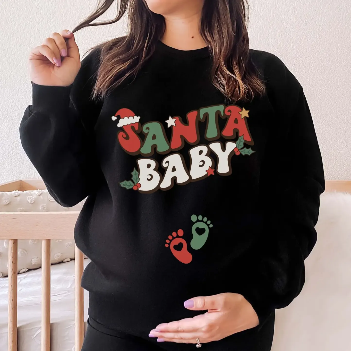 Santa Baby XMas Maternity Sweatshirt 