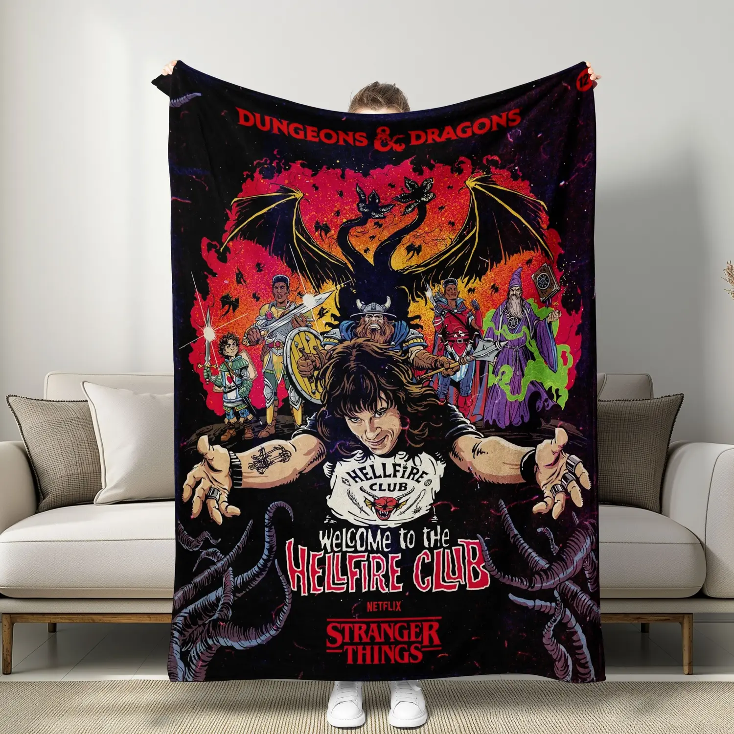 Vintage Fantasy Illustration  Soft Blanket Gift for TV Show Fans