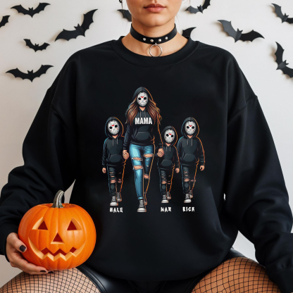Halloween Horror Mama Custom Kid Name Sweatshirt