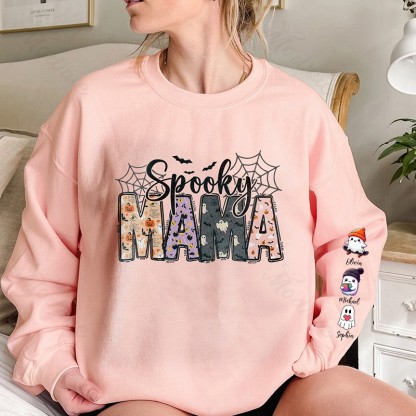Halloween Mama Wears Her Ghost Kids on Her Sleeve Custom Sweatshirt