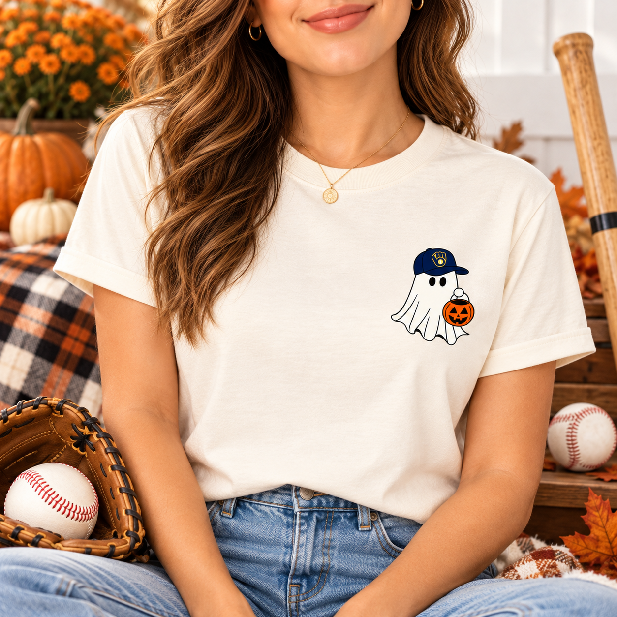 Custom Baseball Ghost Halloween Shirt
