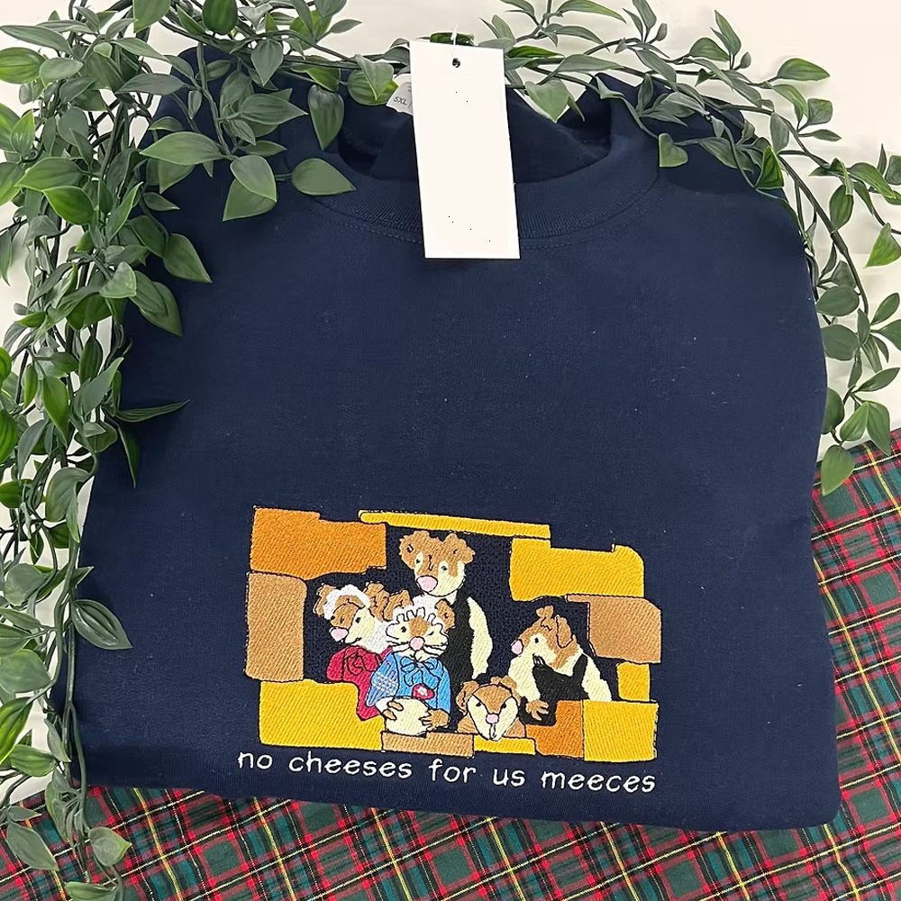 Cheeses For Us Meeces Christmas Embroidered Sweatshirt