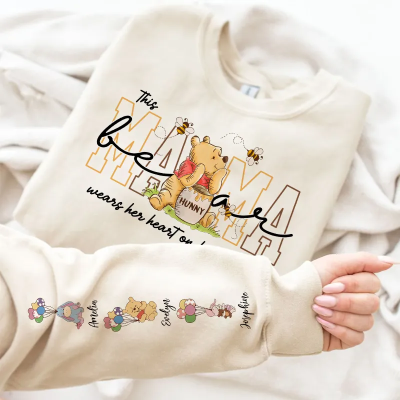 Custom Mama Bear Sweatshirt With Kids Names Sleeve