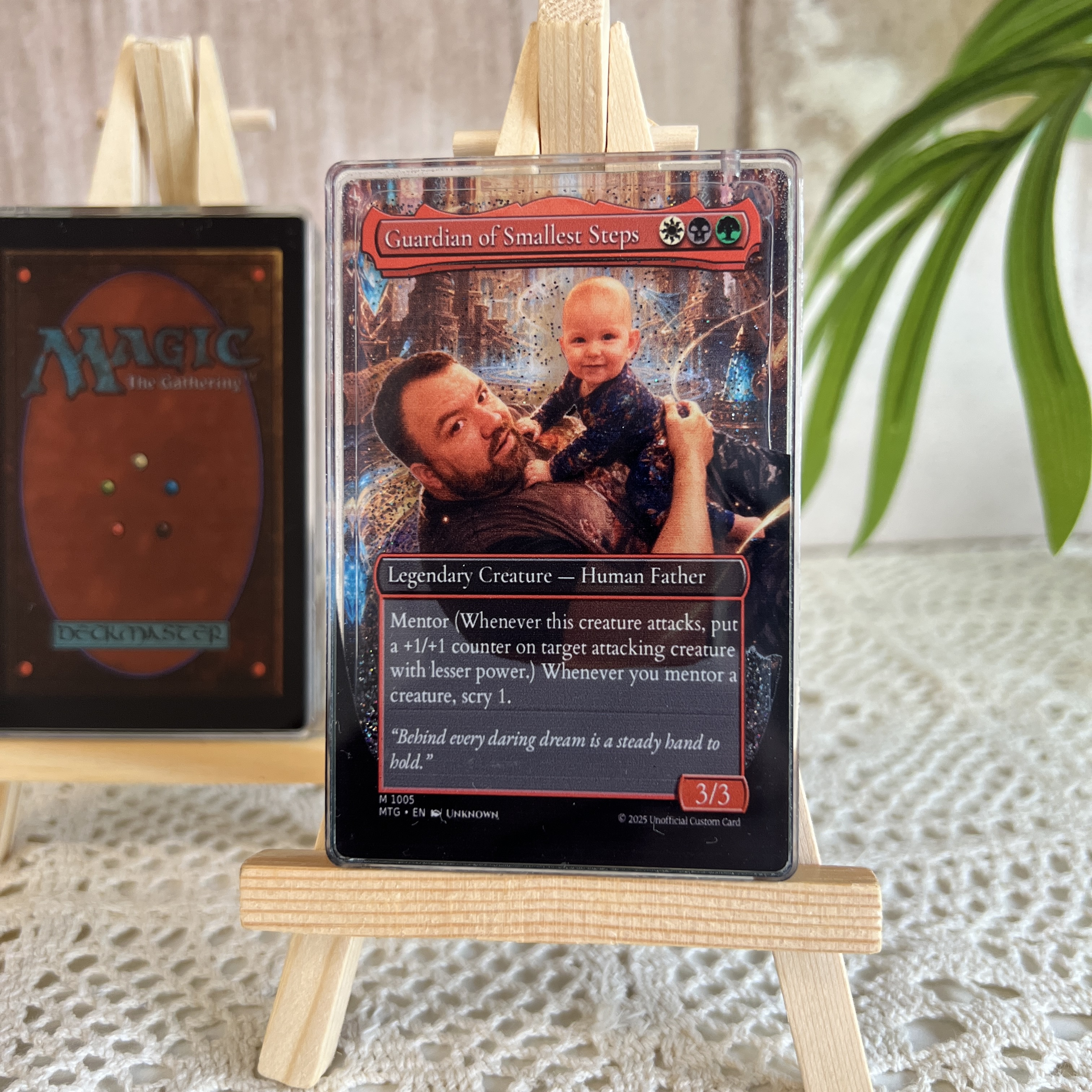 Custom Magic Style 3D Flowing Glitter Trainer Card for Dad