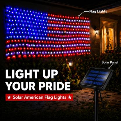 Solar American Flag Net Lights