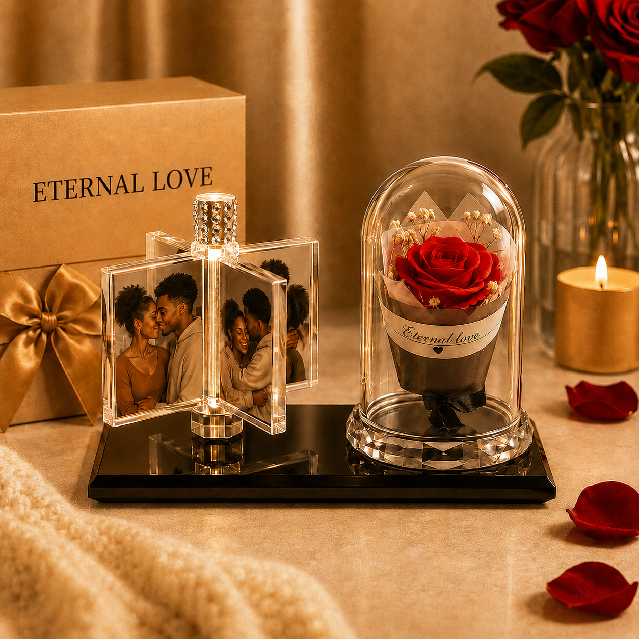 Custom Photo Rotating Crystal Gift Set