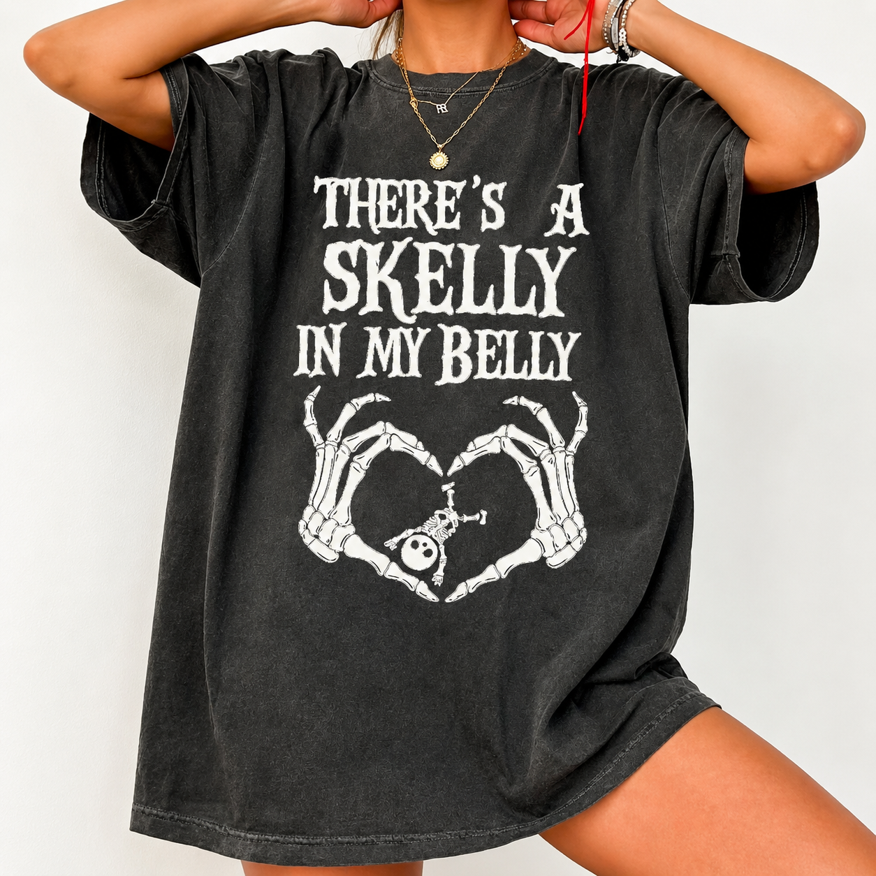 Spooky Mama Skelly in My Belly Halloween Pregnancy Shirt