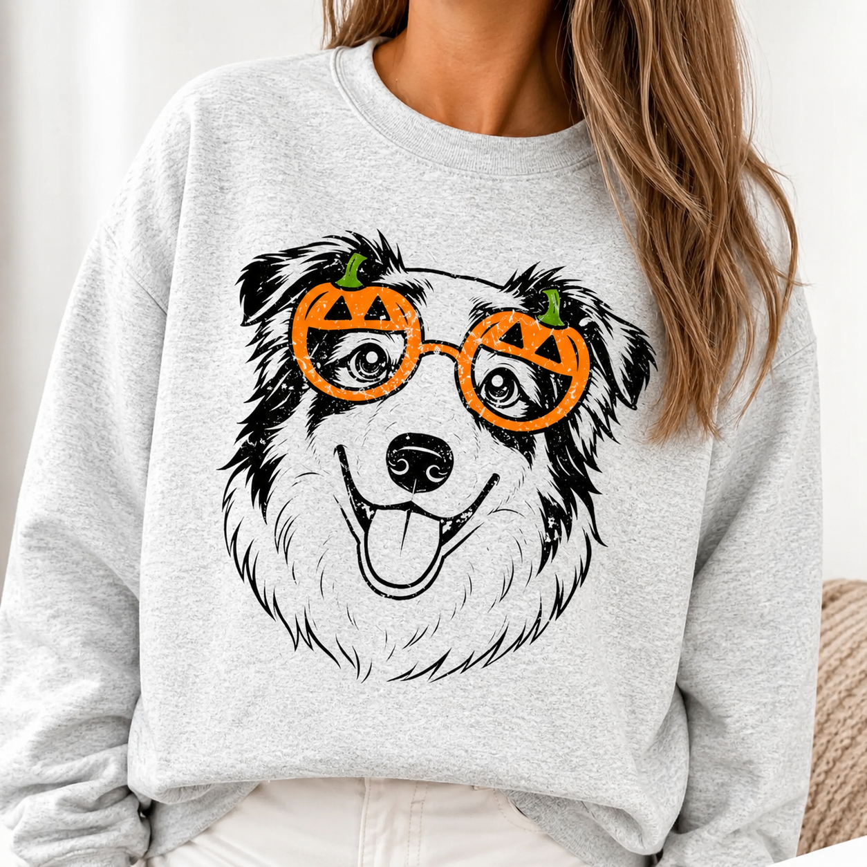 Custom Dog Breed Halloween Spooky Glasses Puppy Sweatshirt