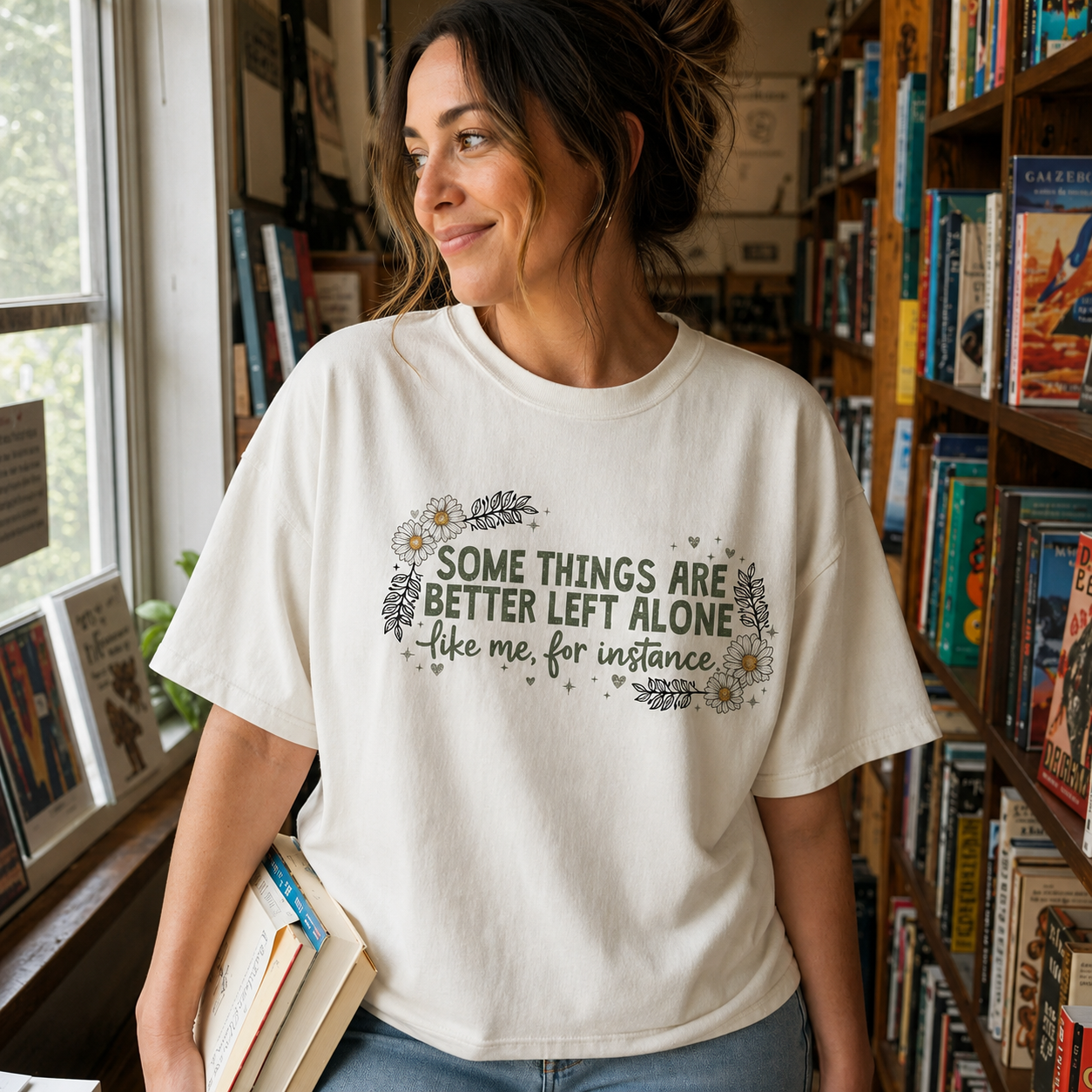 Some Things Are Better Left Alone Floral Graphic Introvert Tee
