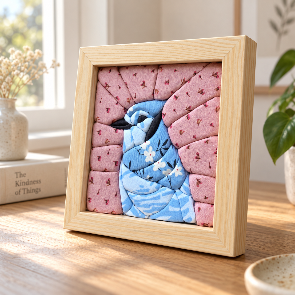 Chickadee 3D Fabric Mosaic Patchwork Wall Art
