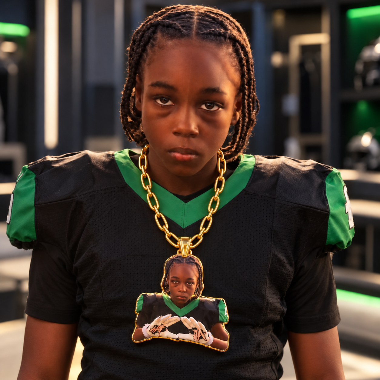 Custom Football Player Photo Pendant Necklace