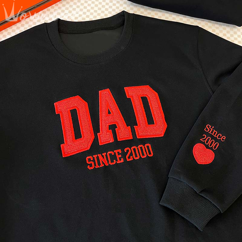 Custom Embroidered Glitter Vinyl DAD Sweatshirt-Gift For Dad & Grandpa