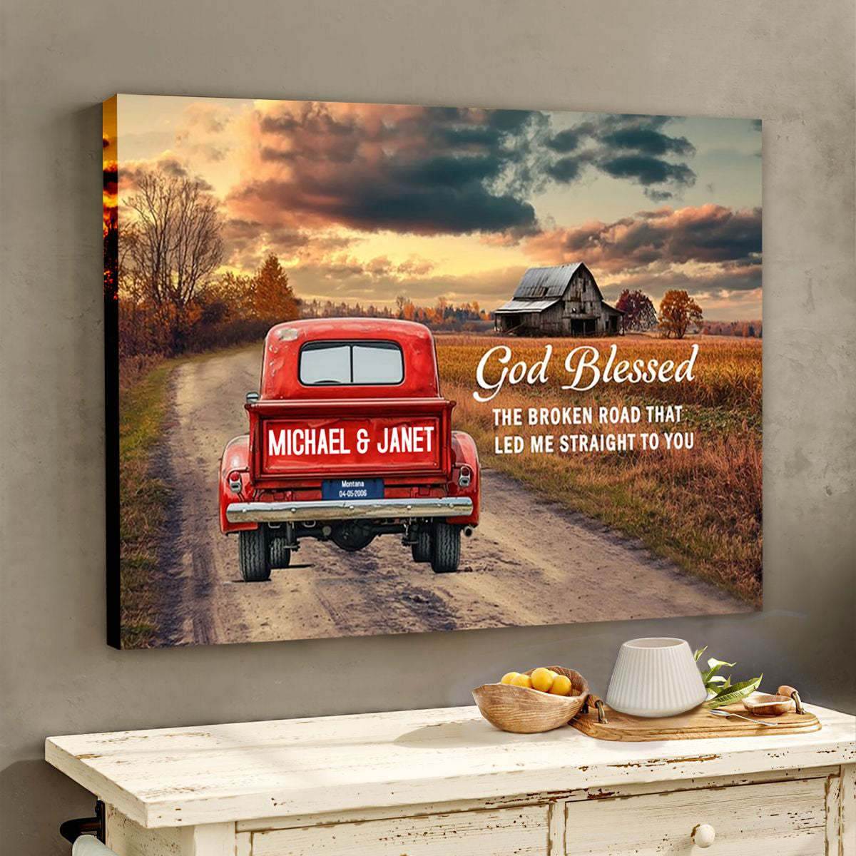Custom Vintage Truck Farmhouse Canvas Gift